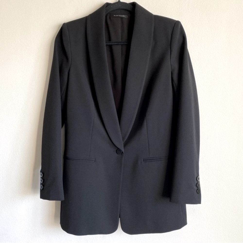 ELIE TAHARI SINGLE BREASTED LONG LINE BLAZER MODERN CAREER EXECUTIVE Black S